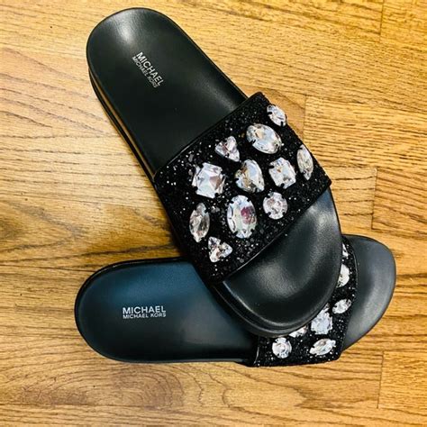 michael kors tyra embellished slide sandal|Tyra Jewel Embellished Glitter Slide Sandal .